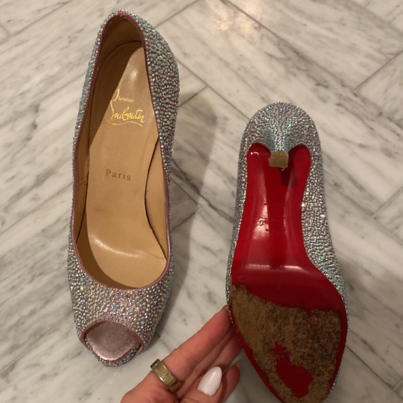 Christian Louboutin Swarovski Crystal Embellished Peep Toe size 39 - Picture 6 of 10